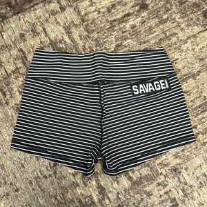 Size small black/white striped shorts Savage Barbell like new